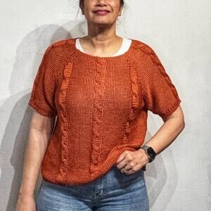 Kate Landry Orange Short Sleeve Sweater Sz XL